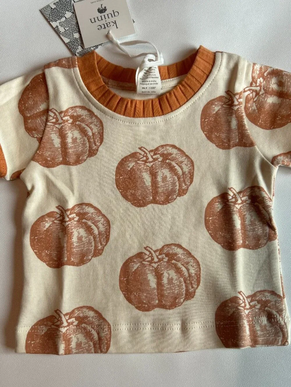 NWT Kate Quinn Pumpkin Ringer Tee 3–6M Organic Cotton